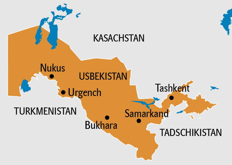Usbekistan Karte, Usbekistan Landkarte